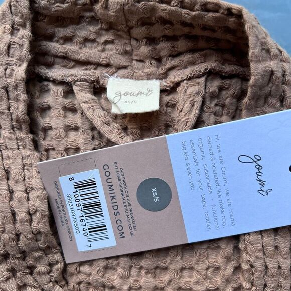 NWT Goumi Kids Mom Natural Waffle Robe XS/S Tan Pockets Womens Organic Cotton - Picture 2 of 3